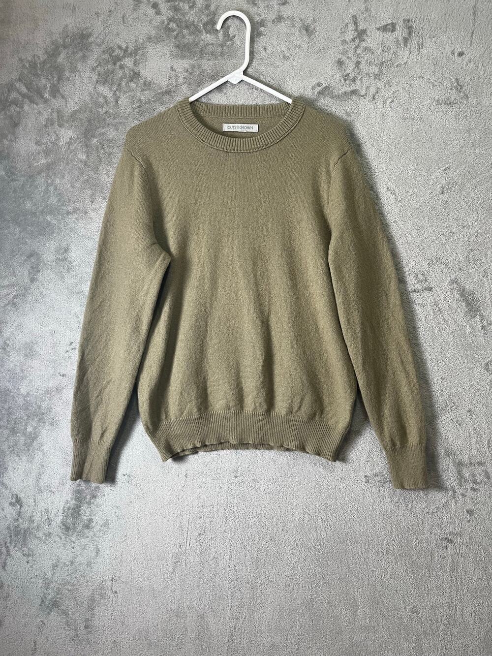 Outerknown Harbor‎ Crew Sweater Spruce Wool Cotton Coastal Minimalist Large